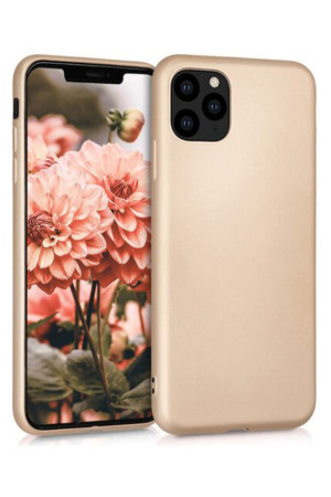 iPhone 11 Pro Max Kılıf Kamera Korumalı Silikon Rubber Arka Kapak Gold