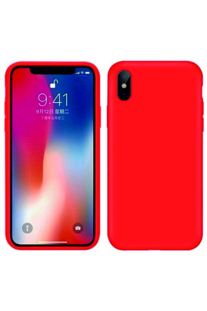 iPhone X Kılıf Kamera Korumalı Silikon Rubber Arka Kapak Kırmızı