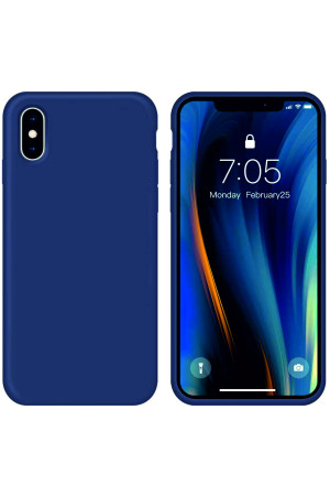 iPhone X Kılıf Kamera Korumalı Silikon Rubber Arka Kapak Lacivert