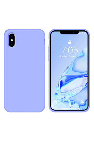 iPhone X Kılıf Kamera Korumalı Silikon Rubber Arka Kapak Lila
