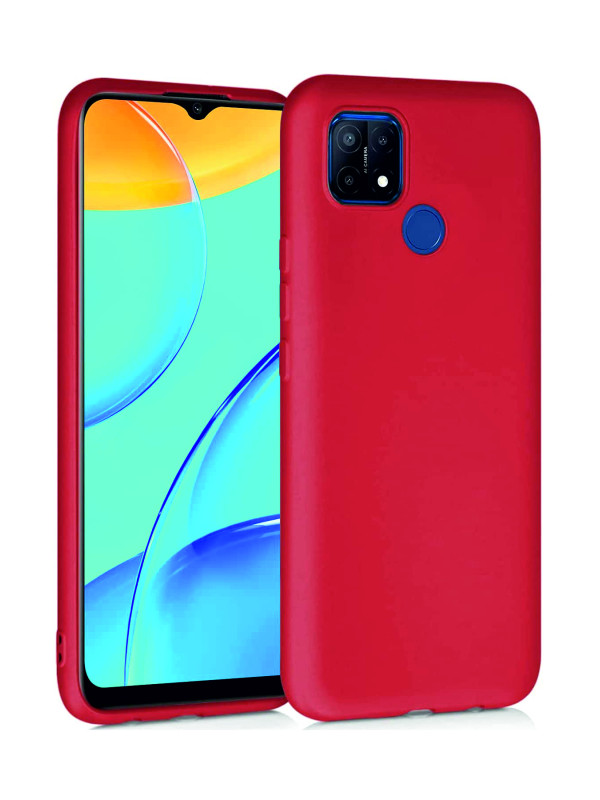 Oppo A15 Kılıf Kamera Korumalı Silikon Rubber Arka Kapak Kırmızı
