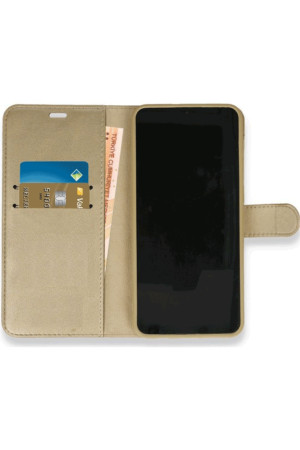 Reeder S23 Pro Max Cüzdanlı Kapaklı Kılıf Kartlıklı Standlı Kopçalı Gold