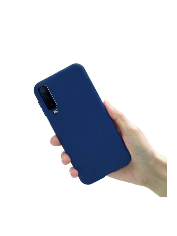 Samsung Galaxy A7 2018 Kılıf Kamera Korumalı Silikon Rubber Arka Kapak Lacivert