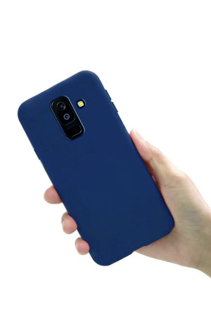 Samsung Galaxy J8 Kılıf Kamera Korumalı Silikon Rubber Arka Kapak Lacivert