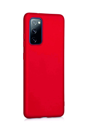 Samsung Galaxy S20 FE Kılıf Kamera Korumalı Silikon Rubber Arka Kapak Kırmızı