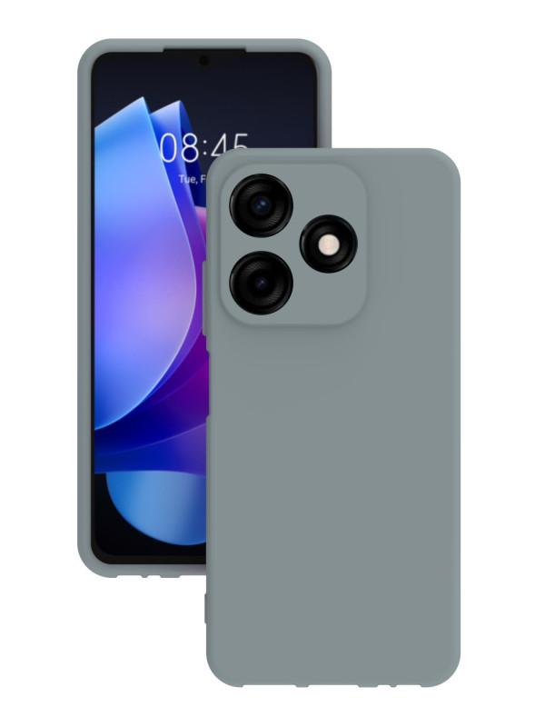 Tecno Spark 10c Kılıf Kamera Korumalı Silikon Rubber Arka Kapak Gri