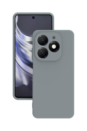 Tecno Spark 20 Kılıf Kamera Korumalı Silikon Rubber Arka Kapak Gri