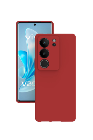 Vivo V29 Kılıf Kamera Korumalı Silikon Rubber Arka Kapak Kırmızı