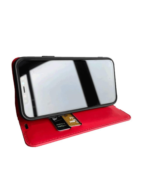 Xiaomi Mi 13T Cüzdan Kapaklı Kılıf Kartlıklı Cüzdanlı Standlı Kopçalı Kırmızı