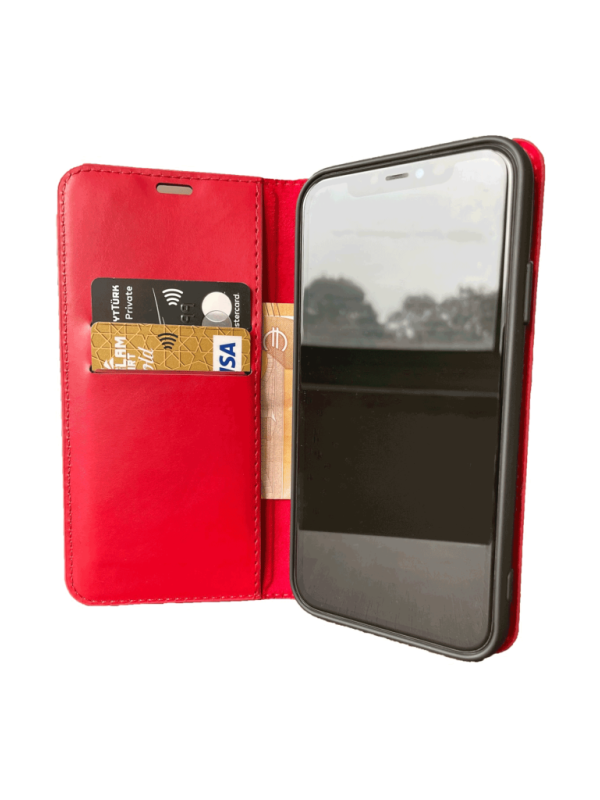 Xiaomi Redmi Note 10 Cüzdanlı Kapaklı Kılıf Kartlıklı Standlı Kopçalı Kırmızı