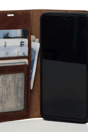 Xiaomi Redmi Note 15 Pro 5g Hakiki Deri Cüzdanlı Kapaklı Kaliteli Lüks Cüzdan Kılıf Taba
